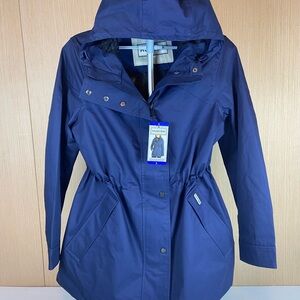 Hunter Woman’s Navy Blue Water-Resistant Hooded Jacket Large NWT
